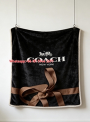 Coach New York Gift Box Print Flannel Fleece Throw Blanket C082